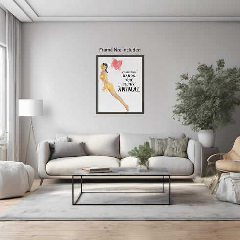 Posterizer 1 pcs-Pin-up Style decor-wash your hands-Inspirational Women's Art-Comedy Art-Bathroom, restroom Decor- UNFRAMED Wall Art...